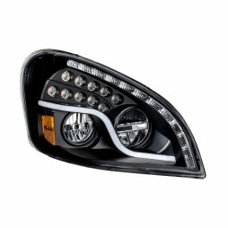 High Power LED Blackout Headlight w/ LED Daytime Running Light & LED Turn Signal For 2008-17 fits Freightliner Cascadia - Passenger