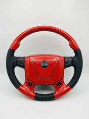 Steering Wheel Sport Luxury fits Volvo VNL 03-2017 with 2 Tone Design Light Custom Red Viper And Leather Wrap