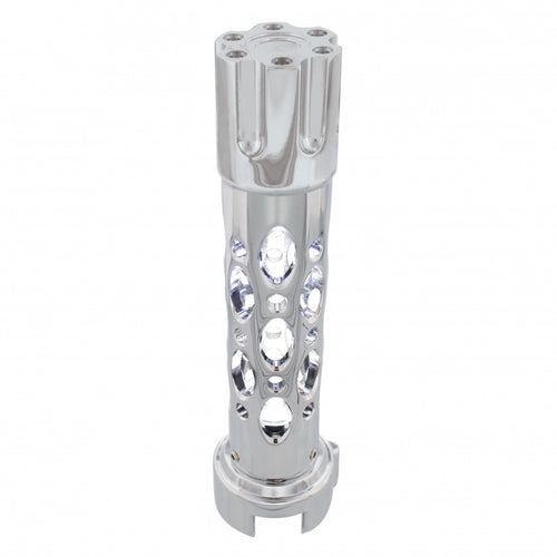 Austin Style Gun Cylinder Gearshift Knob With LED 13/15/18 Speed Adapter - Chrome/White LED