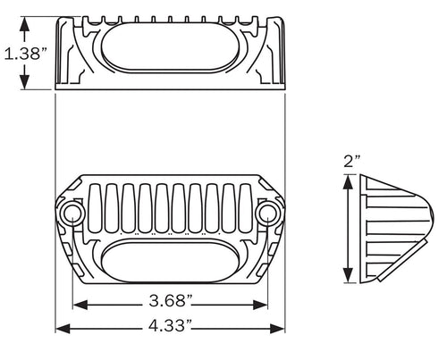 LED low profile exterior flood light, angled beam, hard wired (red=power, black=ground), 12-24V