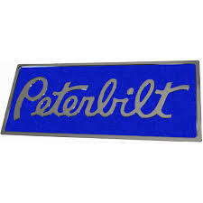 Peterbilt Rectangular Engraved Emblem Blue logo