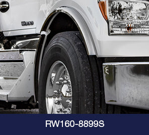 Stainless Steel Fenderettes Fits Kenworth W990 / T880S (Set-Forward) 4-Piece Kit (For Split Fender)