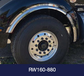 Stainless Steel Fenderettes Kenworth T880 (Standard Hood) 4-Piece Kit (For Split Fenders)