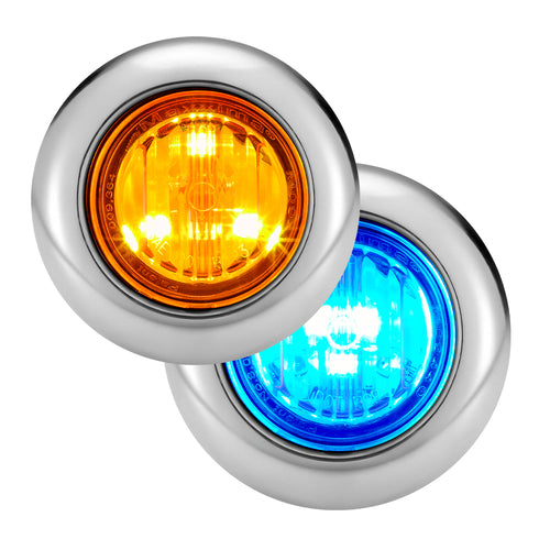 Maxxima 1.25" Round P2P3 CM Amber with BLUE Aux, 3/4" Grommet Mount