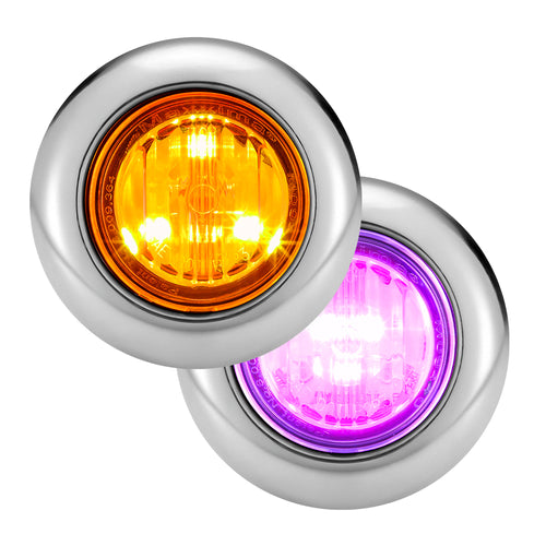 Maxxima 1.25" Round P2P3 CM Amber with PURPLE Aux, 3/4" Grommet Mount