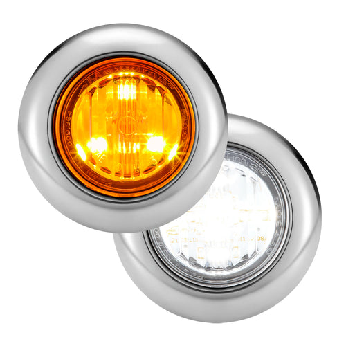 Maxxima 1.25" Round P2P3 CM Amber with WHITE Aux, 3/4" Grommet Mount