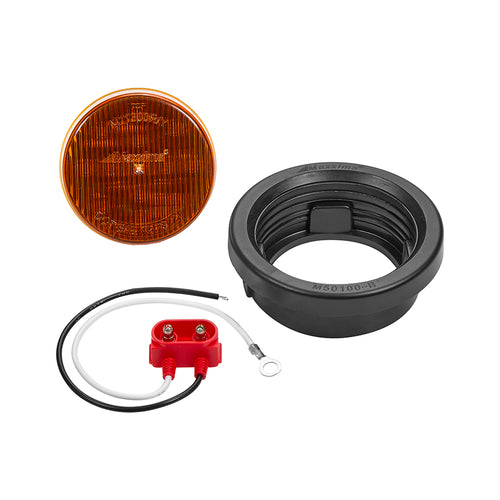 2.5" Round P2/P3 Clearance Marker Amber Kit With Grommet & Pigtail Plug