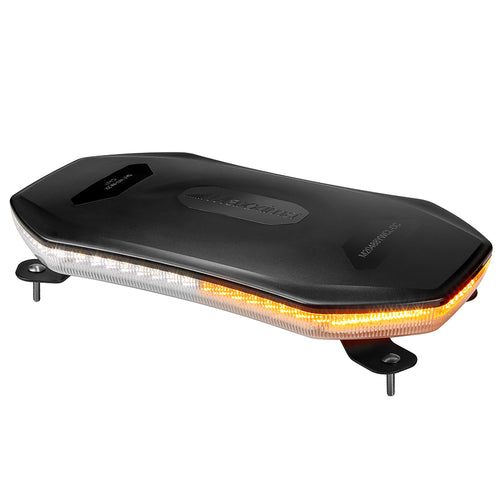 Maxxima Warning Minibar, Amber/White Dual Color, Clear Lens, Permanent Mount Light Bar