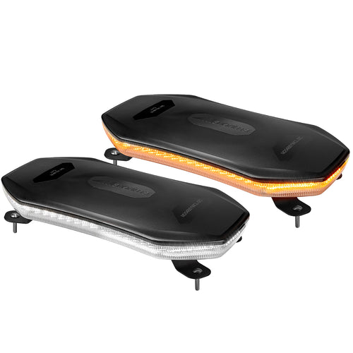 Maxxima Warning Minibar, Amber/White Dual Color, Clear Lens, Permanent Mount Light Bar