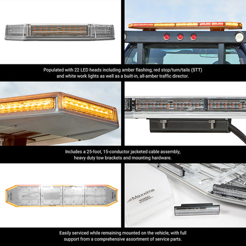60" LED Tow Bar Strob, Amber with Work Lights, Stop/Tail/Turn, and Traffic Director