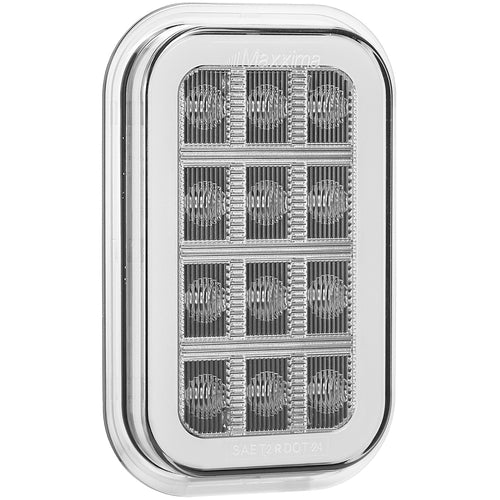 3” x 5” White Rectangular Back Up with Red Taillight Glow Edge