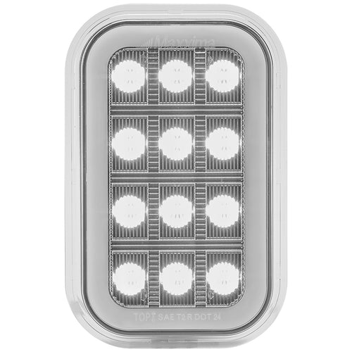 3” x 5” White Rectangular Back Up with Red Taillight Glow Edge