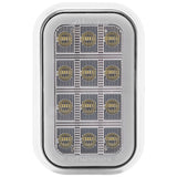 3” x 5” White Rectangular Back Up with Red Taillight Glow Edge