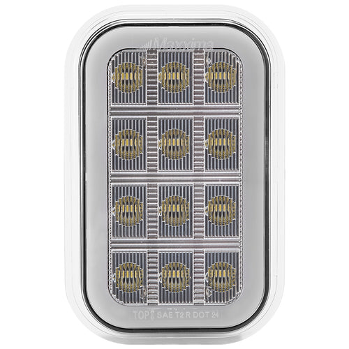 3” x 5” White Rectangular Back Up with Red Taillight Glow Edge