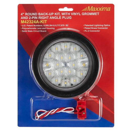 Maxxima 4" Round Back-Up Lightning Series KIT with Grommet & Pigtail