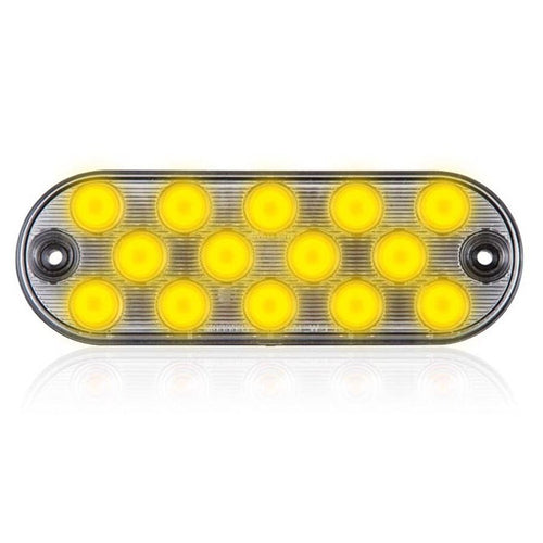 14 LEDs Oval Amber Clear Lens 6.5" Surface Mount Warning 8 Selectable Flash Patterns