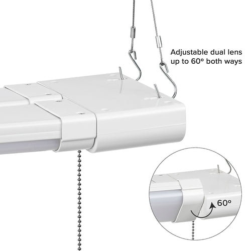 2 ft. Utility LED Adjustable Shop Light Fixture, Linkable, Frosted Lens 5000K Daylight 5000 Lumens