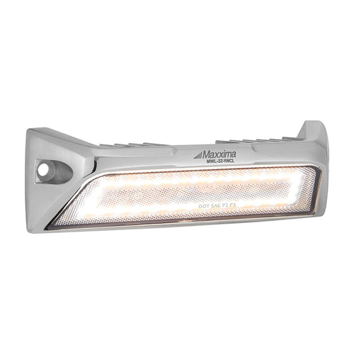 Maxxima 1.8” x 6” Exterior Scene / Load Light Amber White Clear Lens, Chrome Housing 12V-24V