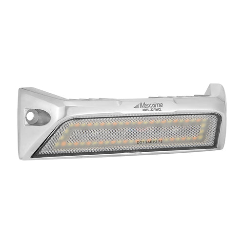 Maxxima 1.8” x 6” Exterior Scene / Load Light Amber White Clear Lens, Chrome Housing 12V-24V