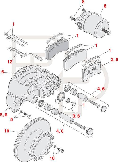Disc pad set - axle	Up to 28.6k, hdwe included - Fras-Le OE Equivalent