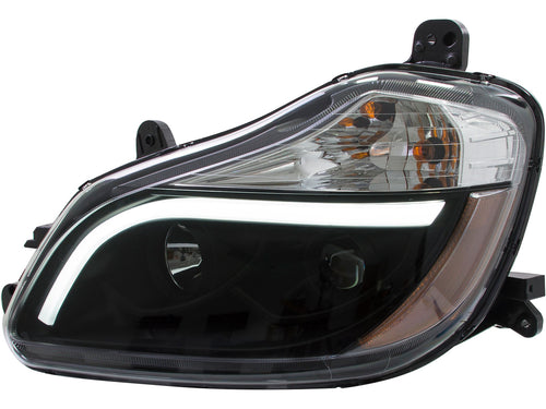 Black Headlight fits Kenworth T680 w/ Light Bar Driver Side
