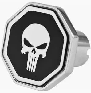 Punisher Logo Octagon Black/Chrome Tractor & Trailer Air Valve Knobs