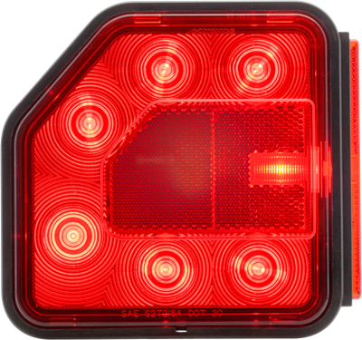 8-LED combination tail light, hard wired (brown=tail, green=passenger side stop/turn, white=ground), 9-in. leads, passenger side