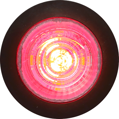 Clear lens red 1-1/4” 3-LED marker/clearance light with grommet; built-in 4-LED 100 lumen white utility light; three-wire, 8-in. leads