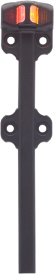 LED amber/red reversible fender light assembly, black bracket, hard wired (black=power, white=ground)