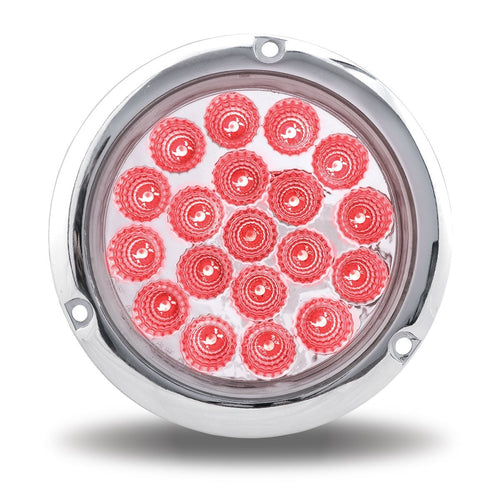 Trux 4" Red Stop, Turn & Tail to White Back Up LED Light with Flange Mount (19 Diodes)