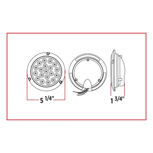 Trux 4" Red Stop, Turn & Tail to White Back Up LED Light with Flange Mount (19 Diodes)