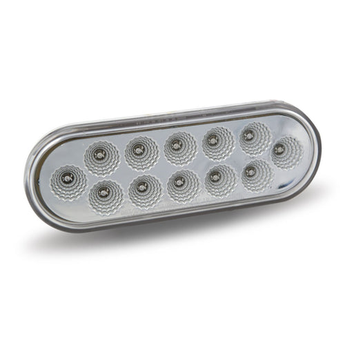 6″ Red Stop, Turn & Tail to White Back Up LED Oval Light – 12 Diodes
