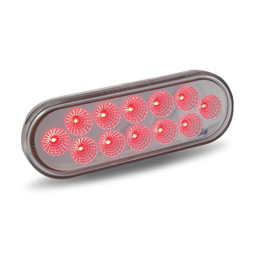 6″ Red Stop, Turn & Tail to White Back Up LED Oval Light – 12 Diodes