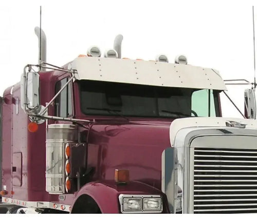 Visor 15" Stainless Steel Flat Top Freightliner Classic / FLD - Cab Mounted Mirrors (1991+)