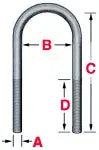 Suspension - Leaf Spring Axle U-Bolt Kit U Bolt Kit/Assembly Dim (A) 7/8, Dim (B) 3 1/16, Dim (C) 15 1/2
