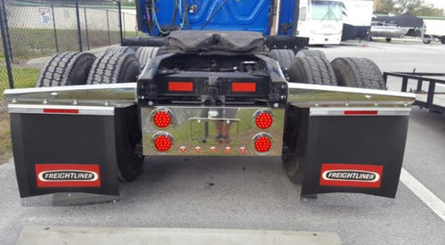 Stainless Steel Rear Center Light Panel with 4" & 1" LEDs, License Plate and Under Glow RED/RED