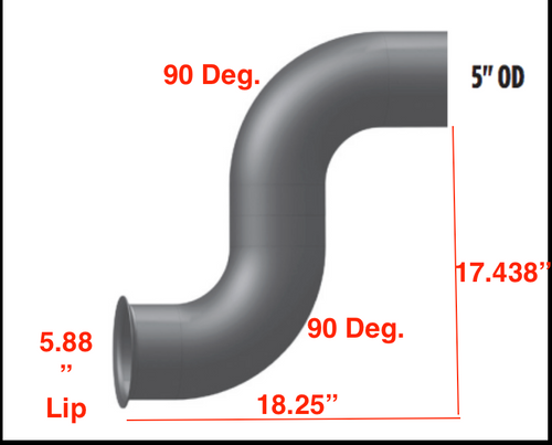 Turbo Pipe With Pyro Fititng Aluminized fits Freightliner 5” OD