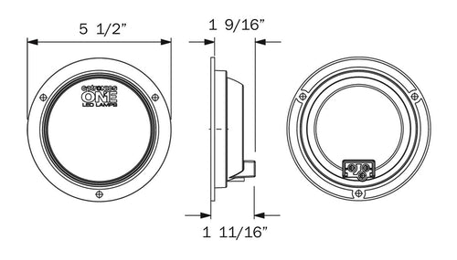 Red stop/turn/tail, recess flange mount, PL-3 connection 12V