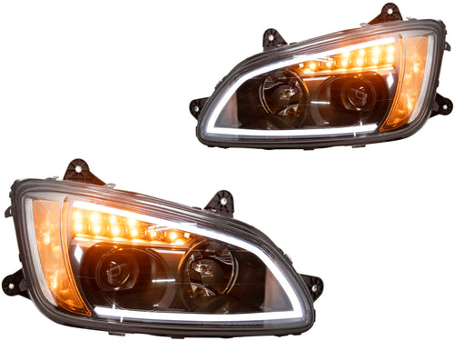 Headlight w/ Black Reflector fits Kenworth T370/T270/ T700/T660