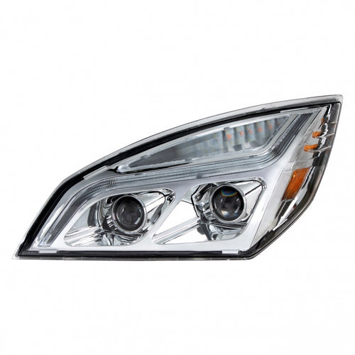 Chrome LED Projection Headlight With LED Position Light For 2018-2024 Freightliner Cascadia - Driver