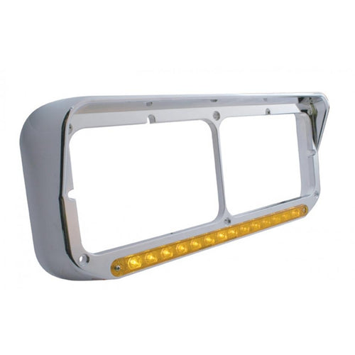 14 Led Dual Headlight Bezel W/ Visor - Amber Led/Amber Lens