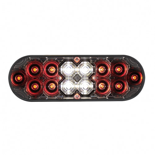 6” Oval Combo Light with 14 LED Stop, Turn & Tail Light & 16 LED Back-Up Light - Red LED/Clear Lens