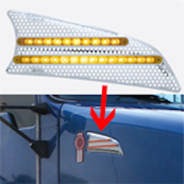 2007+ Kenworth T660 LED Air Intake (Passenger) - Amber LED/Amber Lens