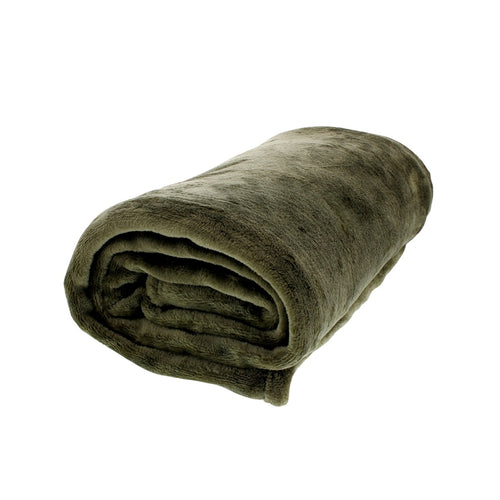 50” x 60” Flannel Fleece Comfort Blanket - Olive Green