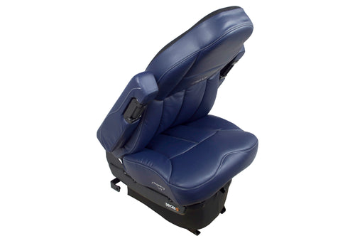 Blue Leather Seat Legacy, LO (Low Profile), Highback DuraLeather W/ Under Adjust Arms