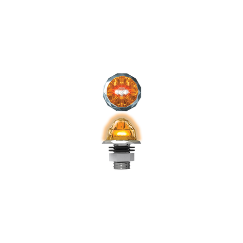 3/4" Jewel Style Mini Watermelon Hero LED Light - Amber Light / Amber Lens