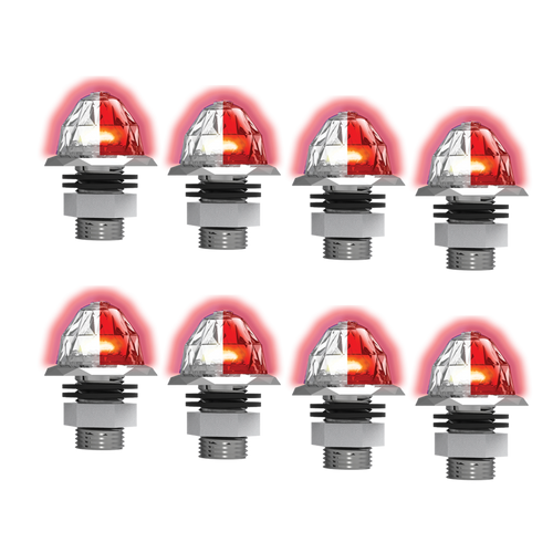 3/4" Jewel Style Mini Watermelon Hero LED Light - Red Light / Clear Lens, 8 Pack
