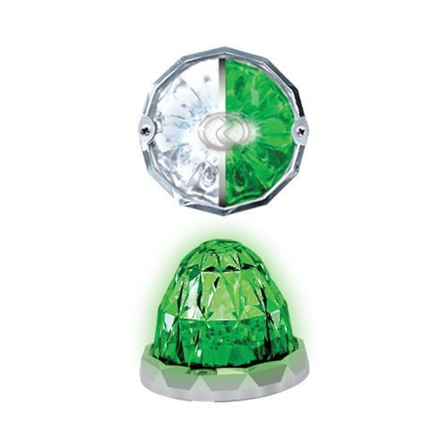 3.5" Jewel Style Watermelon Hero LED Light - White and Green Light / Clear Lens