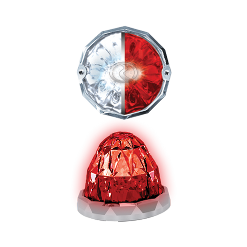 3.5" Jewel Style Watermelon Hero LED Marker Light - White and Red Light / Clear Lens