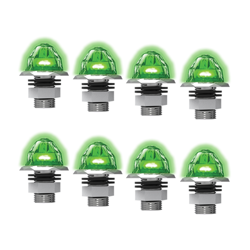 3/4" Jewel Style Mini Watermelon Hero LED Light - Green Light / Clear Lens, 8 Pack